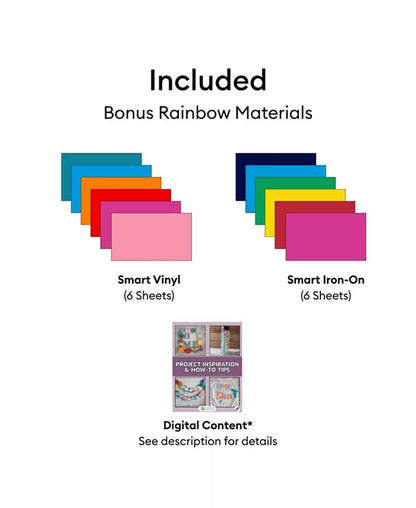 Explore 5 Essentials Machine Bundle with Rainbow Smart Vinyl and Smart Iron-On Sheets and 100+ Project Design Ebook