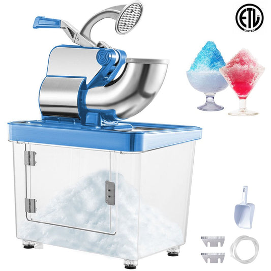 brand 110V Commercial Ice Crusher 440LBS/H, ETL Approved 300W Electric Snow Cone Machine with Dual Blades, Stainless Steel Shaved Ice Machine with Safety On/Off Switch