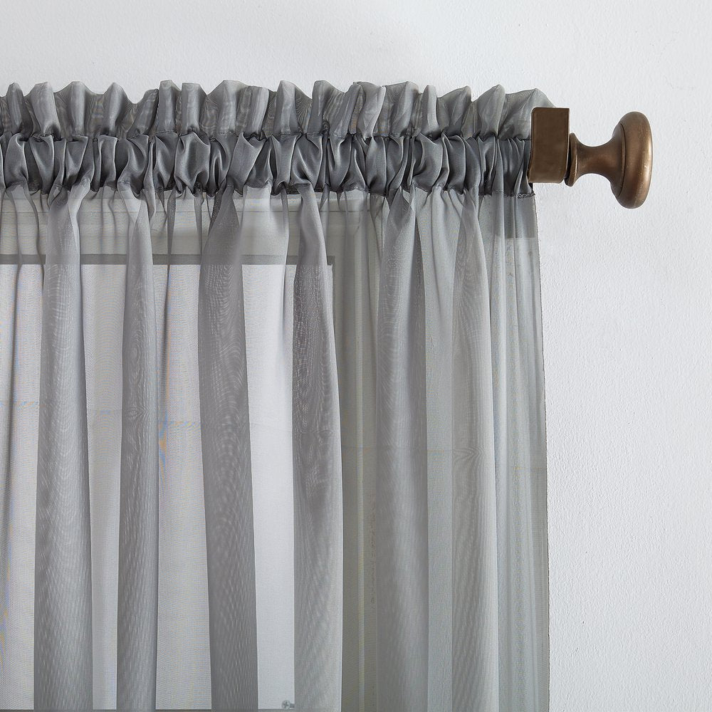 Marjorie Sheer Voile Curtain, Single Panel, 59"W X 63"L, Gray