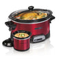 Stay or Go Programmable Slow Cooker with Party Dipper, 7 Quart Capacity,Removable Crock, Red, 33478