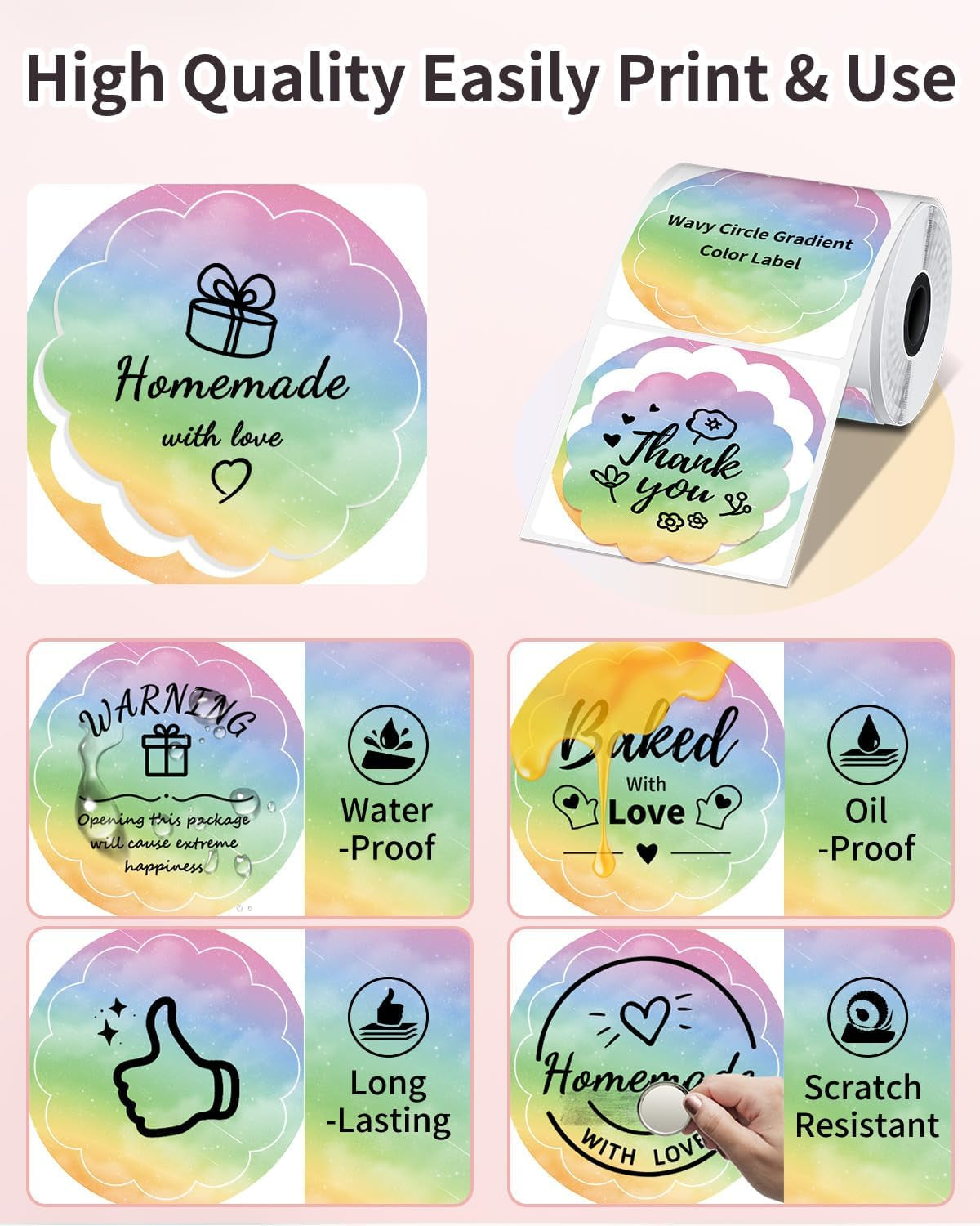 Phomemo Circle Labels for M110/M120/M200/M220, 1.96" X 1.96" (50X50 Mm) Thermal round Gradient Color Labels for Barcode/Logo/Gift/Thank You/Small Business/Home Use, Purple