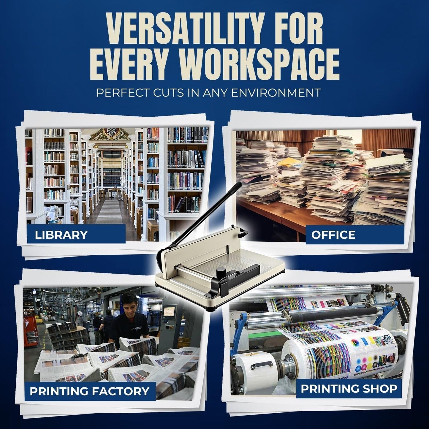 Flexzion Guillotine Paper Cutter 12" A4 Professional Industrial Heavy Duty Scrapbooking Metal Base Trimmer Machine 400 Sheet Capacity for Office Commercial Photocopy Printing Shop | Large Industrial Paper Cutter for A4 Stacks; Hardened Steel Blade for Office, School, and Commercial Paper Cutting
