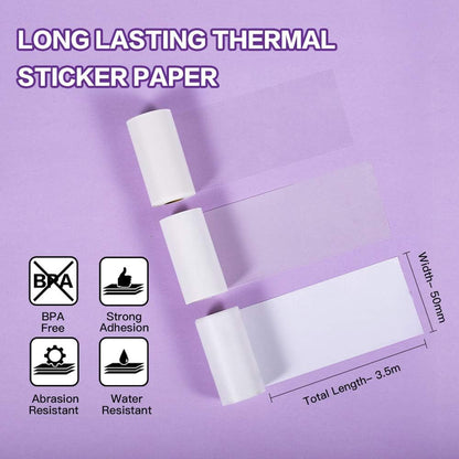 Phomemo Adhesive Thermal Sticker Paper, 50Mm-53Mm Width, White/Transparent/Semi-Transparent, 112 Sheets, Compatible with Phomemo M02/M03/M04 Series Bluetooth Thermal Pocket Printers