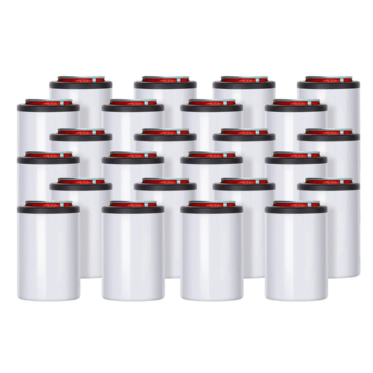 Wholesale 12 OZ Sublimation Cold Drink Short Can Cooler Bulk Buy Stainless Steel Insulator White 8 Pack & 24 Pack & 48 Pack