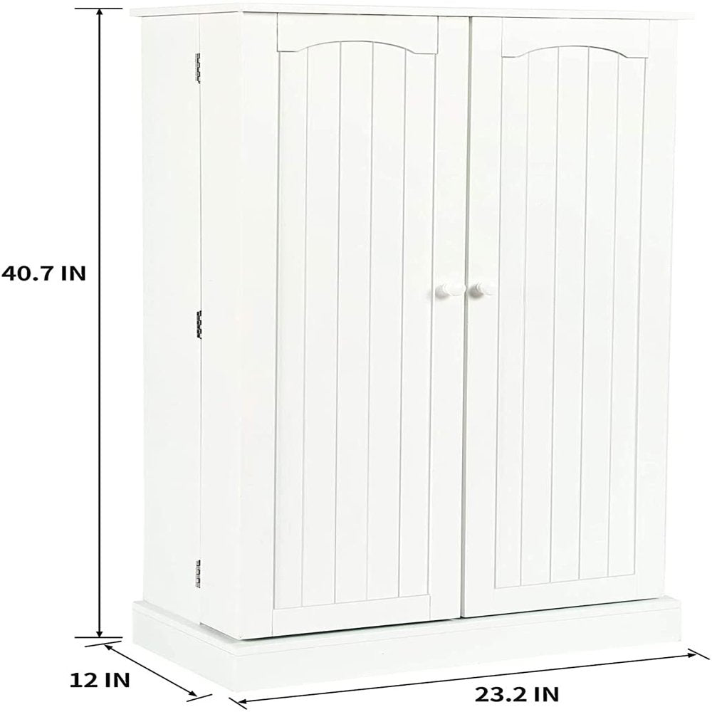 41" Kitchen Pantry, Farmhouse Pantry Cabinet, Storage Cabinet with Doors and Adjustable Shelves 41" H X 23.2" W X 12" D (White)