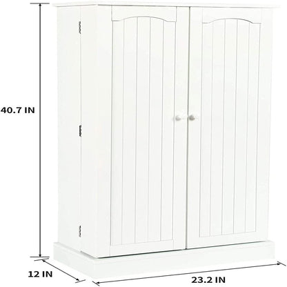 41" Kitchen Pantry, Farmhouse Pantry Cabinet, Storage Cabinet with Doors and Adjustable Shelves 41" H X 23.2" W X 12" D (White)