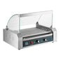 Carnival King HDRG24 24 Hot Dog Roller Grill with 9 Rollers and Glass Sneeze Guard - 120V, 1170W