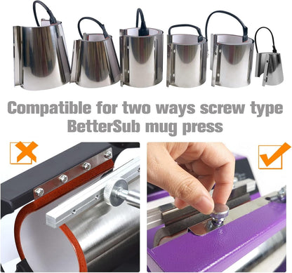 Bettersub Mug Cup Press Heating Transfer Attachment Silica Gel 110V for Heat Press Machine Sublimation Conical (Silver Conical 3Oz)