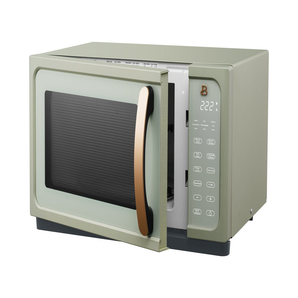 1.1 Cu Ft 1000 Watt, Sensor Microwave Oven, Sage Green by Drew Barrymore, New