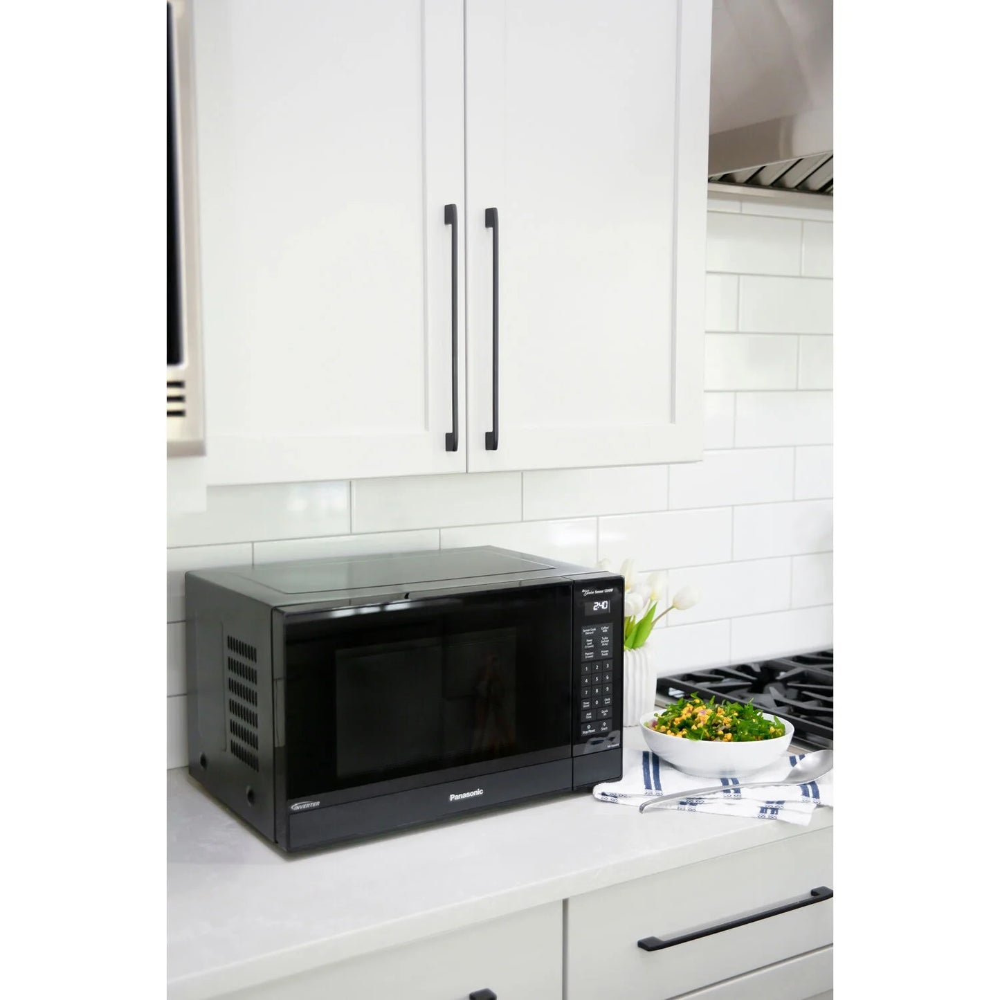 1.2 Cu. Ft. 1200W Genius Sensor Countertop Microwave Oven with Inverter Technology in Black