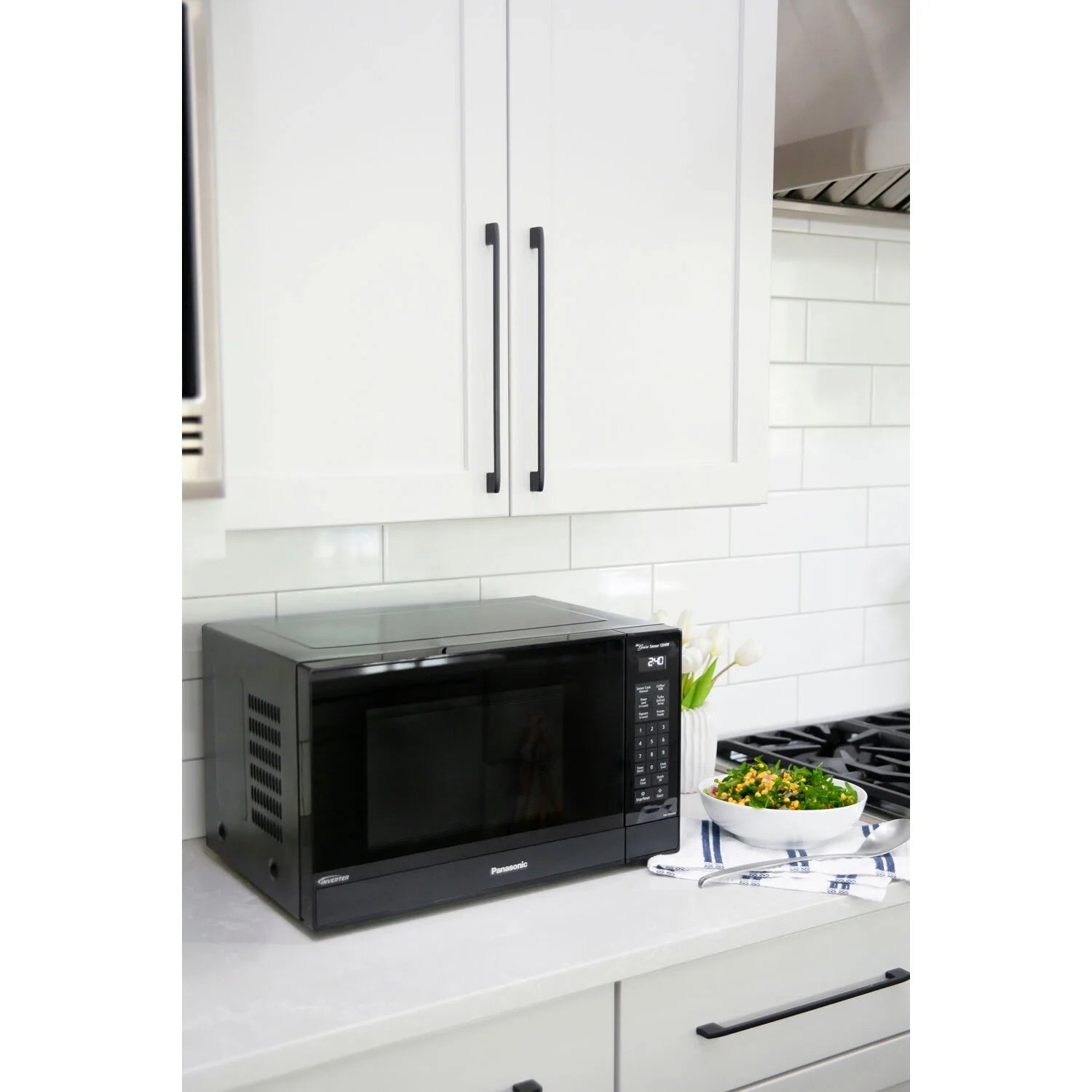 1.2 Cu. Ft. 1200W Genius Sensor Countertop Microwave Oven with Inverter Technology in Black