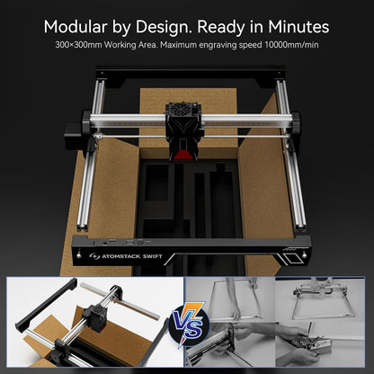 ATOMSTACK Swift 12W Laser Engraver and Cutter, 0.06Mm High Accuracy Laser Engraving Machine for Wood and Metal, Dark Acrylic, DIY Laser Cutter with Eye Protection, Support Glass&Leather Engraving