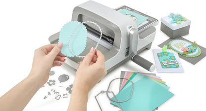 Sizzix Big Shot Machine with Starter Kit, 6" Die-Cutting and Embossing Machine with Cutting Dies, Embossing Folder and Cardstock