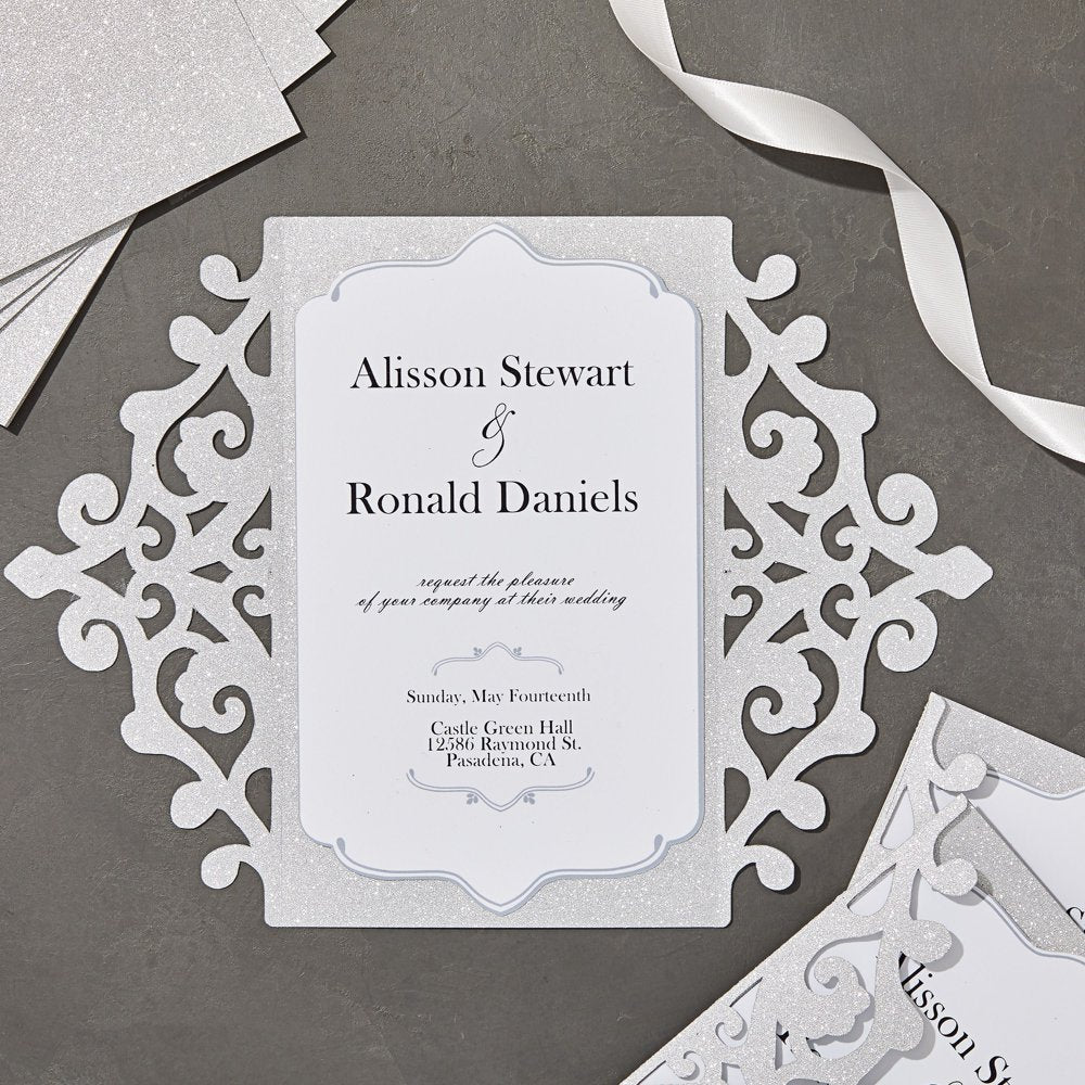 24 Sheets Silver Glitter Cardstock Paper for Scrapbooking, Arts, DIY Sparkle Crafts, 250Gsm, Double-Sided (8 X 12 In)