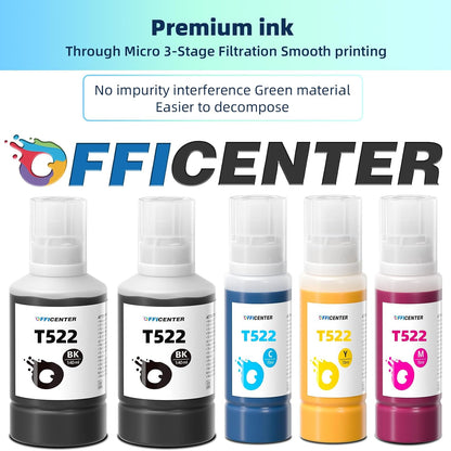 OFFICENTER T522 522 Ink Refill Bottles for ET-2760 ET-4760 ET-2750 ET-2720 ET-3760 ET-2850 ET-15000 ET-2800 ET-4700 ST-4000 ST-2000 ET-3710 ET4810 ET-3850 ET-3750 ET-2803 Printer (2BK C M Y)