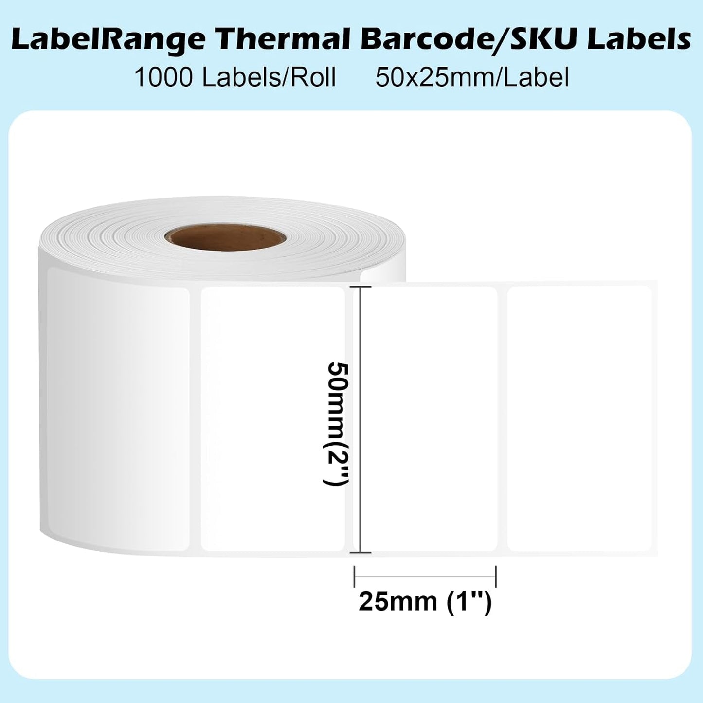 2X1 Inch Thermal Labels, Self Adhesive Direct Thermal 2X1 Barcode Labels, White, 1000 Sheets per Roll, 1 Roll