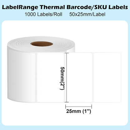 2X1 Inch Thermal Labels, Self Adhesive Direct Thermal 2X1 Barcode Labels, White, 1000 Sheets per Roll, 1 Roll