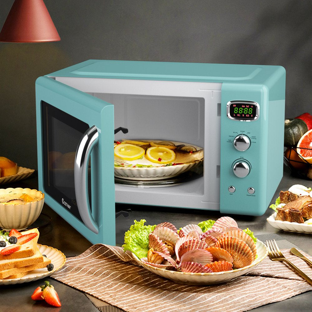 0.9Cu.Ft. Retro Countertop Compact Microwave Oven 900W 8 Cooking Settings Green