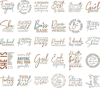 DTF Transfers Ready to Press - 30 Sheets Positive Quotes Iron on Transfers for T-Shirt Inspirational Iron on Decals Patches DIY Heat Vinyl Stickers for Clothing Pillow Hat Hoodie Bagpack