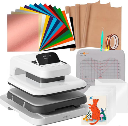 【Premium Bundle】  Automatic Heat Press 2 +  Automat Heat Press Accessories Kit, Heat Press Machine for T Shirts with Adjustable Pressure & Higher Heating Height, Heats up Fast and Evenly