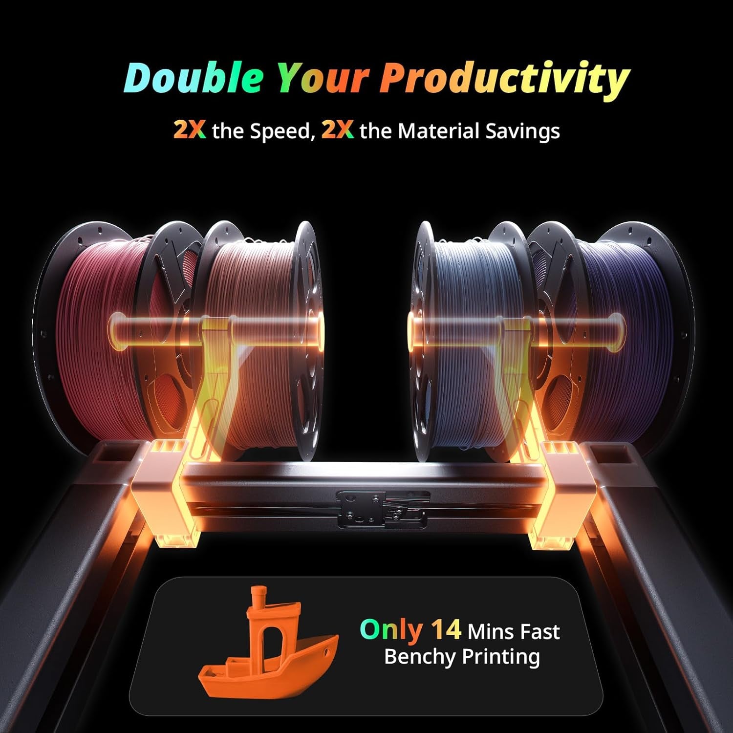 Anycubic Kobra X Multicolor 3D Printer, Easy Setup with Native 4-Color Printing up 19 Color, 600Mm/S Fast 3D Printing, AI Camera, Quiet 45Db, FDM Perfect for Kids Beginners Family Makers Professional