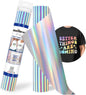Heat Transfer Vinyl HTV - 12" X 5Ft Rainbow Silver HTV Iron on Vinyl for T-Shirts Easy to Cut & Weed for All Cutter Machine & Heat Press