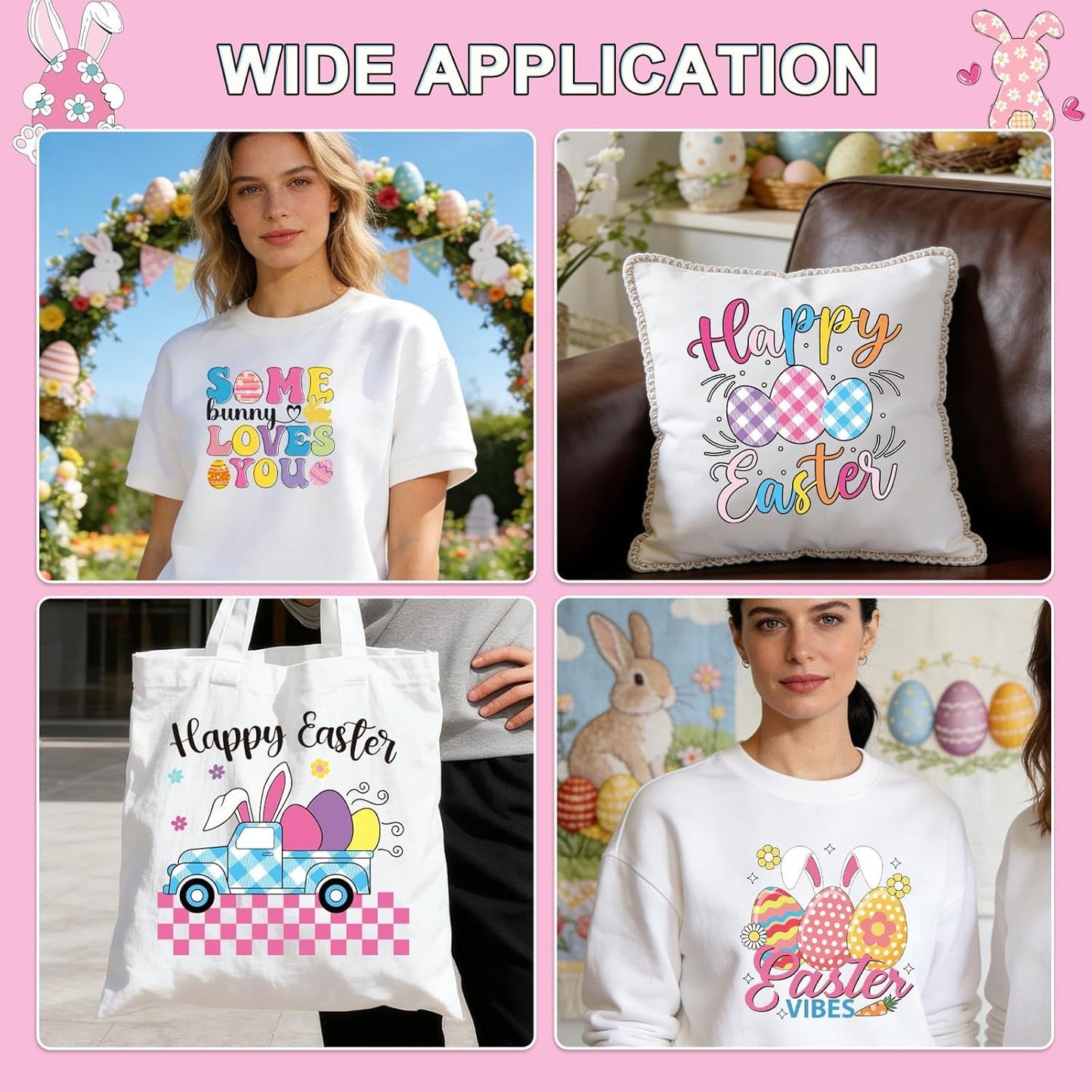 Dtf Transfers Ready to Press - 30Pcs Happy Easter Iron on Transfer for Tshirts, Easter Bunny Eggs Gnomes Iron on Decals Patches, Easter’S Day Heat Sublimation Stickers for DIY Clothes Bags