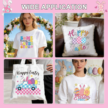 Dtf Transfers Ready to Press - 30Pcs Happy Easter Iron on Transfer for Tshirts, Easter Bunny Eggs Gnomes Iron on Decals Patches, Easter’S Day Heat Sublimation Stickers for DIY Clothes Bags