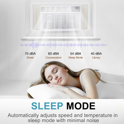 10000 BTU Window Air Conditioner Smart Wifi AC Unit Cooling for 450 Sq Ft Rooms with Remote App Control, Install Accessories