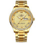 Classic Diamond Gold Watches for Men, Stainless Steel Waterproof Dress Watch, Men'S Quartz Analog Wristwatch