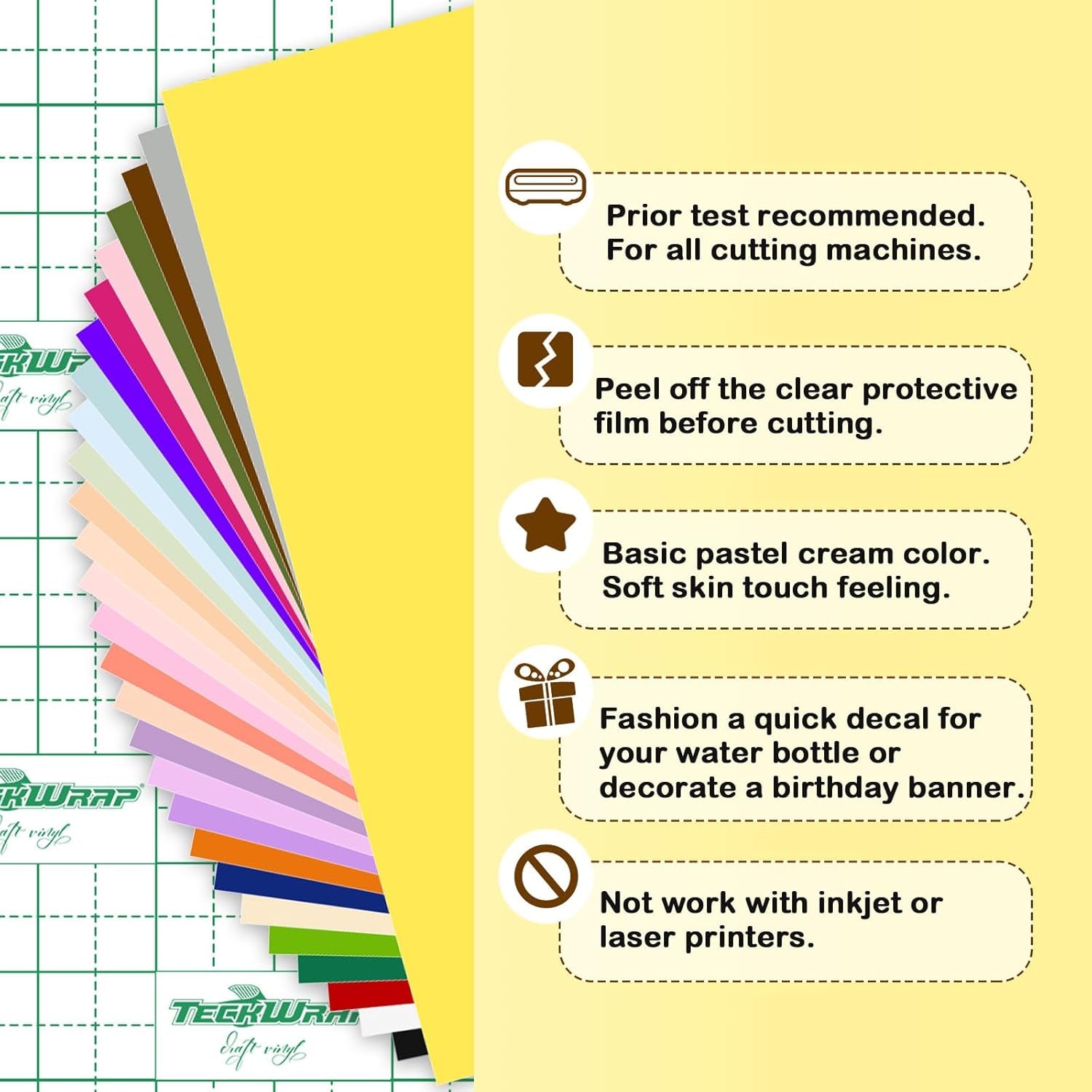 001 Permanent Adhesive Vinyl Bundle - 54Pack Vinyl Sheets (12”X12 Glossy, Matte) for Cutting Machines and Craft Cutter, DIY Craft, Car Decals, Party Decoration, Sticker