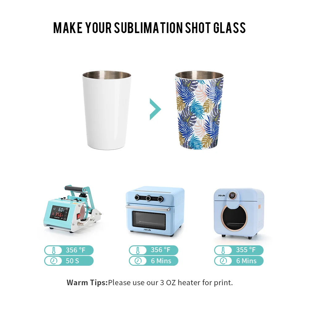 2 OZ Sublimation Shot Glasses Tumblers Blanks Bulk White 12 Pack