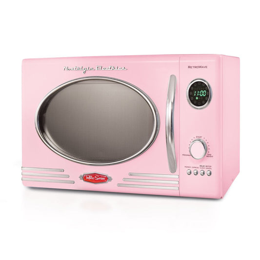 Retro 0.9 Cu. Ft. 800-Watt Countertop Microwave, Pink, New