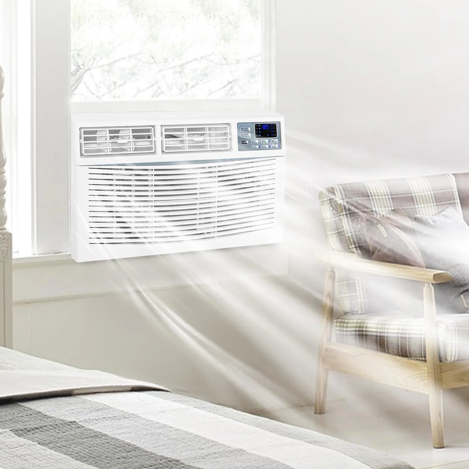 10000 BTU Window Air Conditioner Smart Wifi AC Unit Cooling for 450 Sq Ft Rooms with Remote App Control, Install Accessories