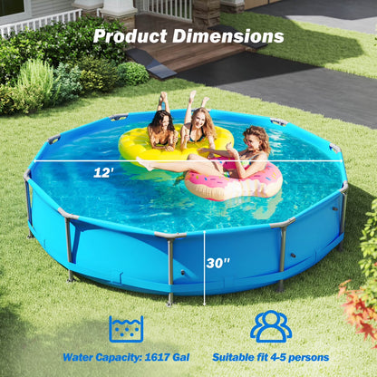 1617 Gal Outdoor Family Swimming Pool with Metal Frame Multi-Layer PVC Fabric