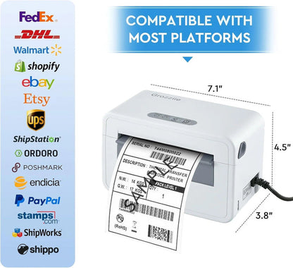 Thermal Label Printer, 203DPI Usb-Bluetooth Shipping Label Printer with Holder