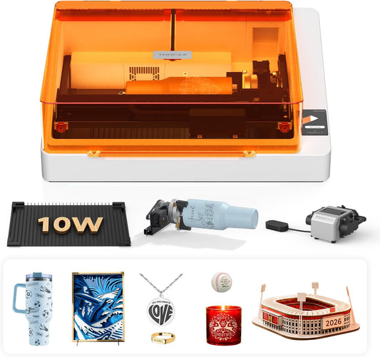 TOOCAA NOVA 10W Smart AI Laser Engraver & Cutter, Fully Enclosed Class 1 Safety, 5MP AI Positioning Camera & Auto Focus, 360° Rotary & Air Assist, Dual-Channel Exhaust for Cleaner Cuts & Less Smoke