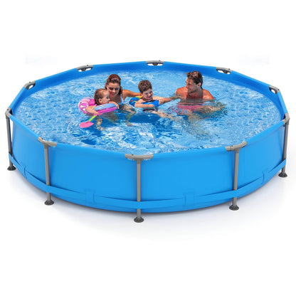 1617 Gal Outdoor Family Swimming Pool with Metal Frame Multi-Layer PVC Fabric