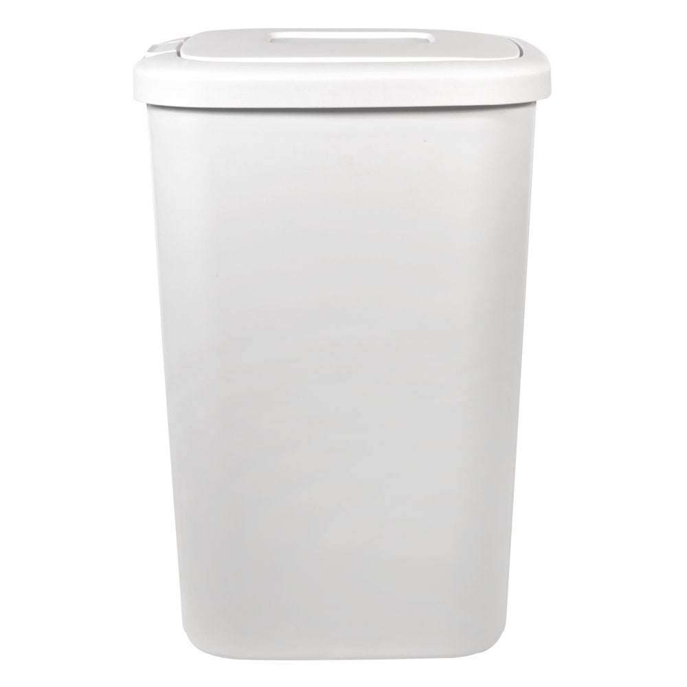 13.3 Gallon Trash Can, Plastic Touch Top Kitchen Trash Can, White