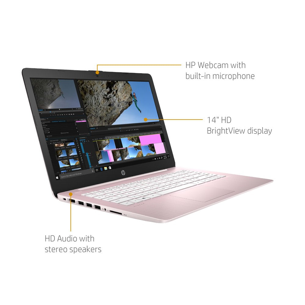 Stream 14 Laptop, Intel Celeron N4000, 4GB SDRAM, 32GB Emmc, Office 365 1Yr, Rose Pink