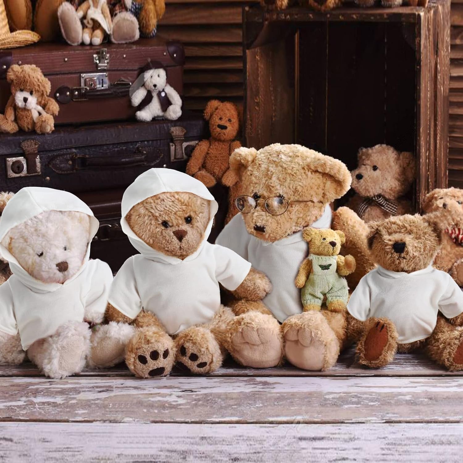 3 Pcs Sublimation Shirt Fit 14-18 Inch Stuffed Bear Blank Stuffed Bear Clothes Plush Bear T Shirts for DIY Make Unique Stuffed Doll Clothes