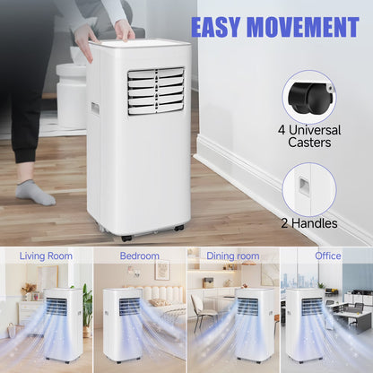 8500 BTU Portable Air Conditioners, 4 In1 Air Conditioner with Remote Control,Portable AC Cooling Range up to 360 Sq.Ft, Windows Kit,Brush,White