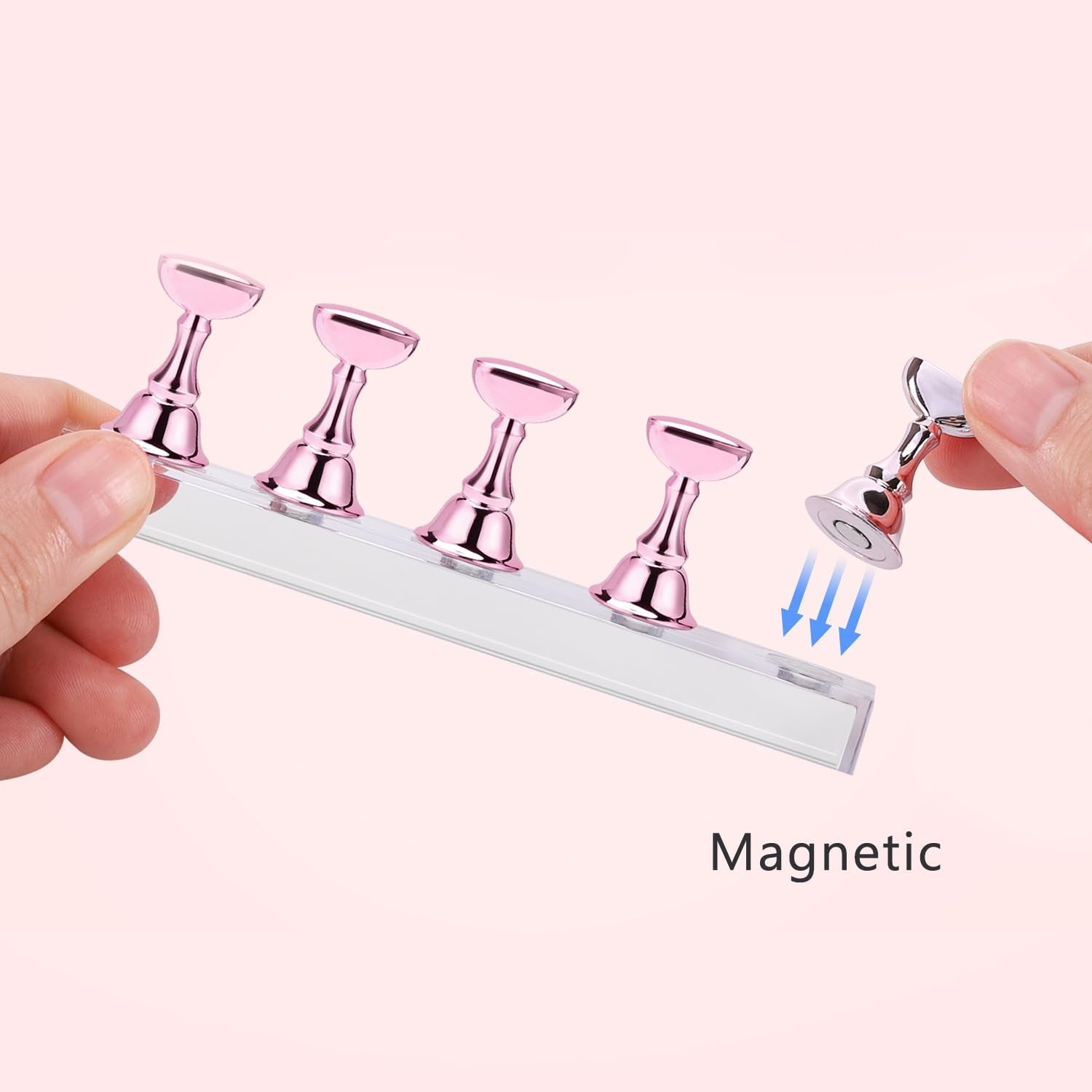 Etercycle Nail Stand Acrylic Nail Art Display Stand Practice Nail Holder for Painting Nails Magnetic Practice Stands with Double-Sided Tape for DIY Salon Supplies (Pink)