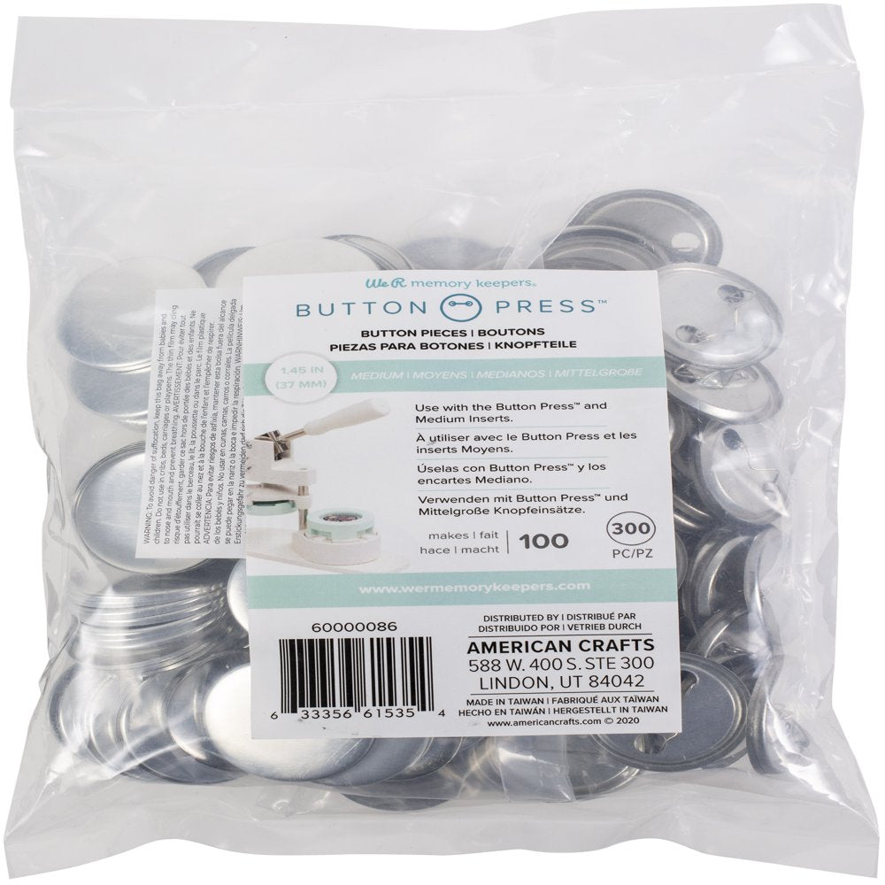 Button Press Bulk Refill Pack 100/Pkg-Medium (37Mm)