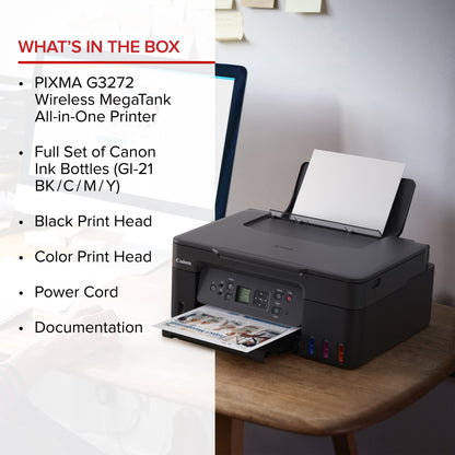 Canon Megatank PIXMA G3272 All-In-One, Wireless Color Inkjet Printer for Home Office Use