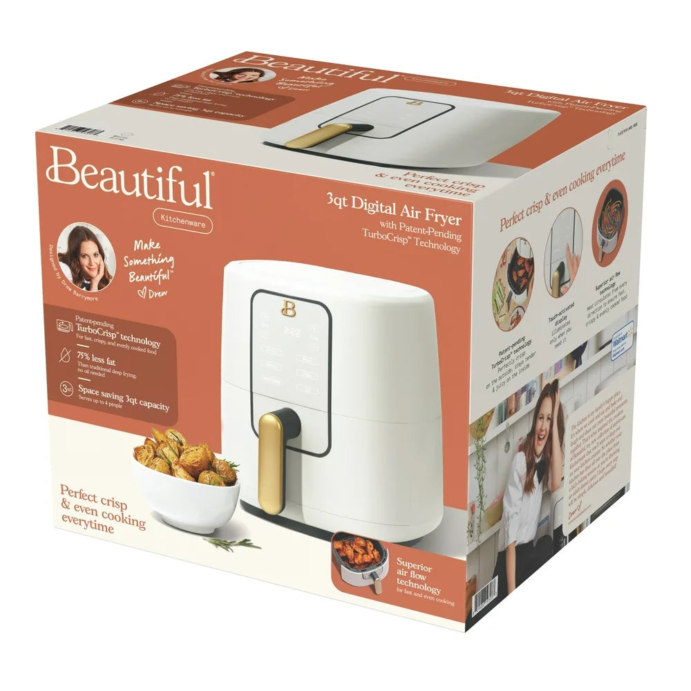 3 Qt Air Fryer with Turbocrisp Technology, White Icing by Drew Barrymore