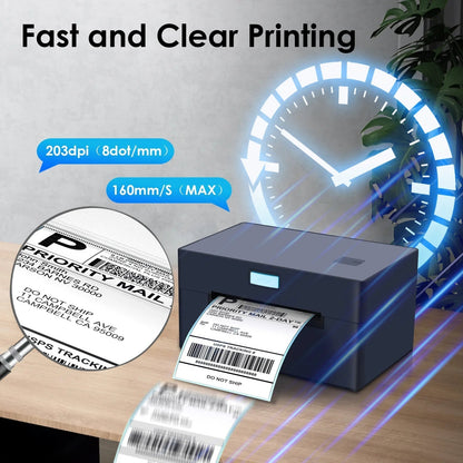 Bluetooth USB Thermal Shipping Label Printer 4X6 for Small Business Compatible with Mac, Android, Ios Widely Used for Ebay, Shopify, Etc
