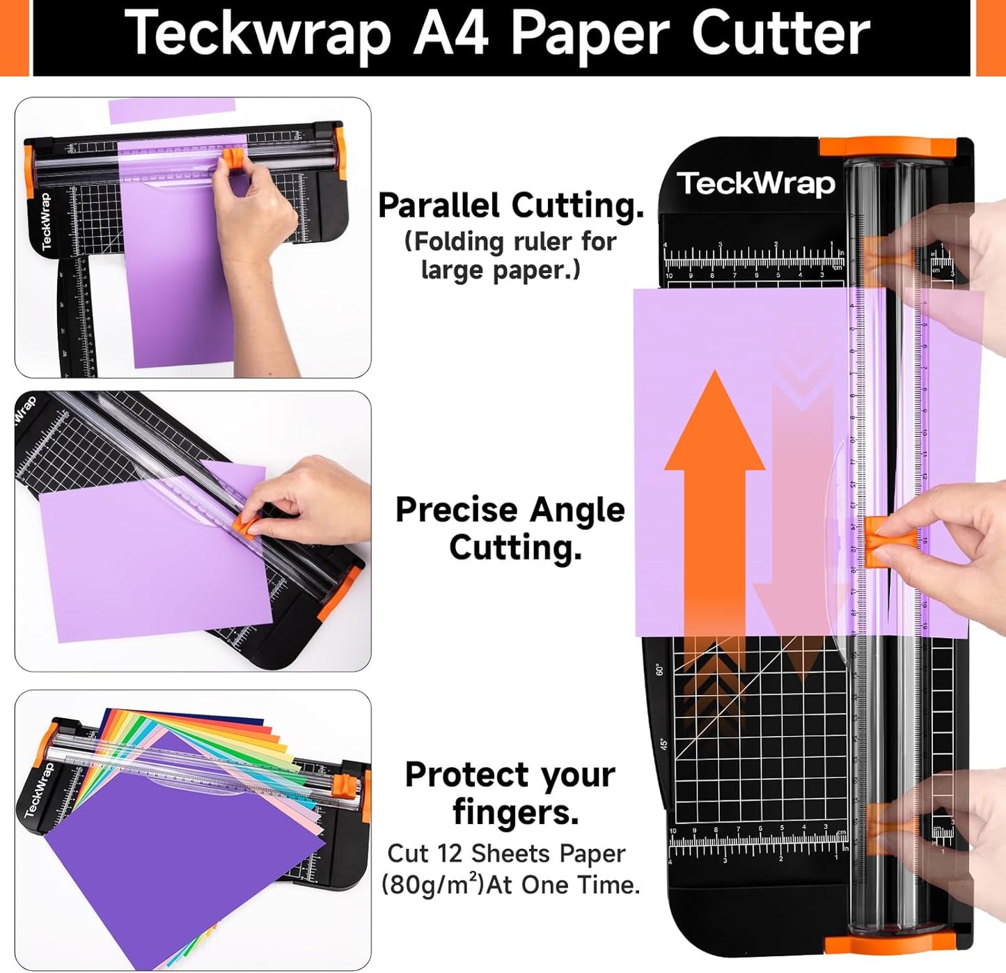 Paper Cutter & A4 Trimmer – Straight Cutter for Paper with Craft Tool Kit, Squeegee, Removal Pen & Tweezers for Scrapbooking, DIY Crafts, Card Making, Labels, Gift Cards, Cardstock & Photos