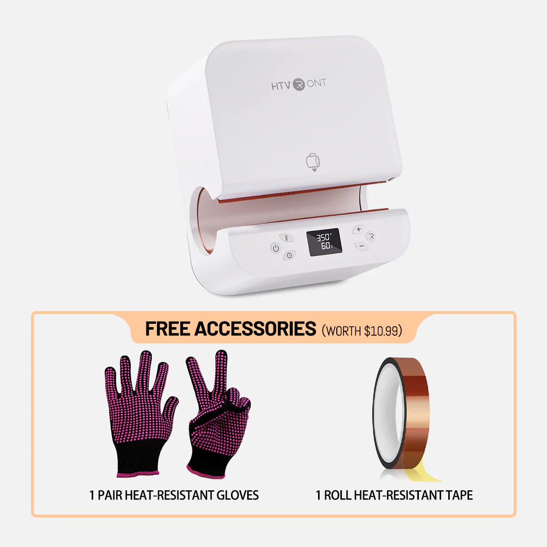 HTVRONT Auto+Tumbler Heat Press Machine + Materials Bundle