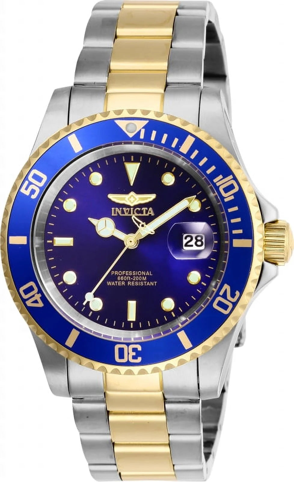 Pro Diver Mens 40Mm Two Tone Quartz Metal Bracelet Watch